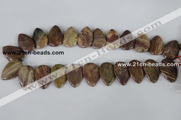 CTD09 Top drilled 22*30mm flat teardrop jasper gemstone beads