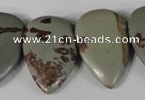 CTD11 Top drilled 22*30mm flat teardrop red artistic jasper beads