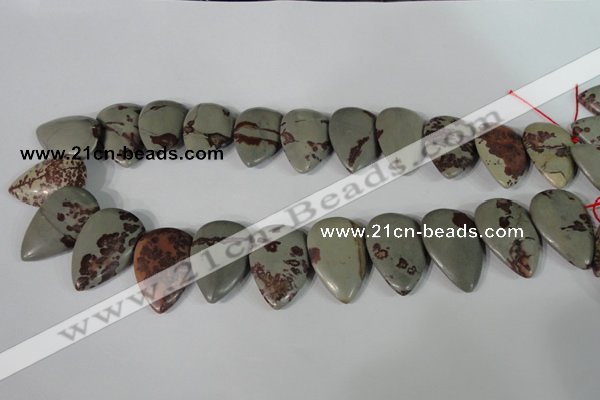 CTD11 Top drilled 22*30mm flat teardrop red artistic jasper beads