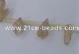 CTD1100 Top drilled 4*12mm - 5*18mm nuggets plated quartz beads