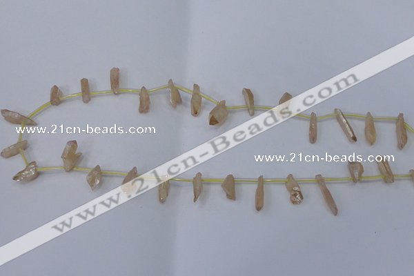 CTD1100 Top drilled 4*12mm - 5*18mm nuggets plated quartz beads