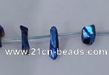 CTD1103 Top drilled 4*12mm - 5*18mm nuggets plated quartz beads