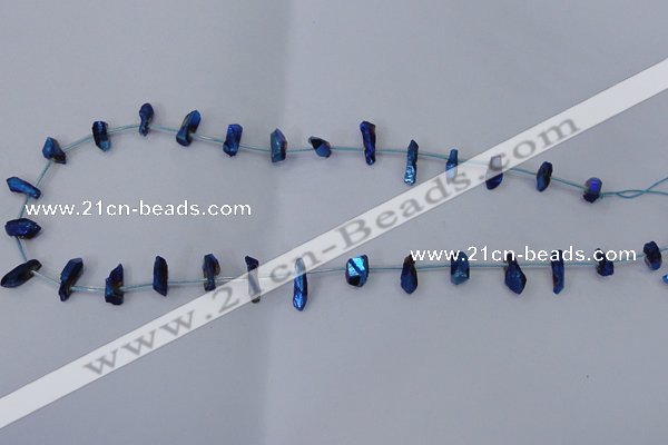 CTD1103 Top drilled 4*12mm - 5*18mm nuggets plated quartz beads