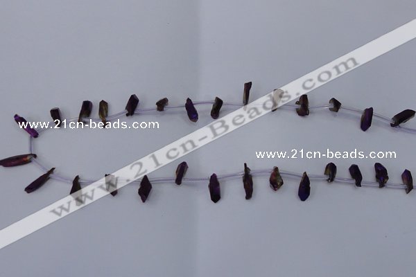 CTD1104 Top drilled 4*12mm - 5*18mm nuggets plated quartz beads