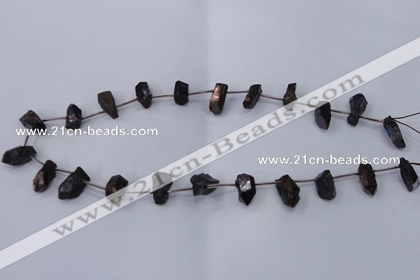 CTD1106 Top drilled 6*15mm - 8*18mm nuggets plated quartz beads