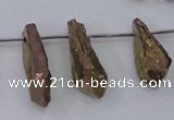 CTD1112 Top drilled 8*25mm - 10*30mm nuggets plated quartz beads