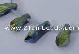 CTD1116 Top drilled 8*25mm - 10*30mm nuggets plated quartz beads