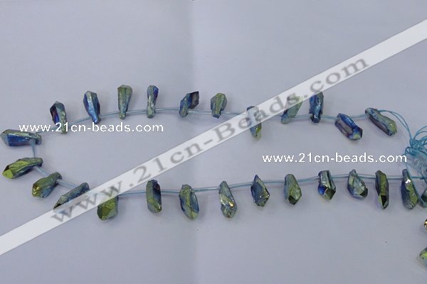 CTD1116 Top drilled 8*25mm - 10*30mm nuggets plated quartz beads