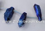 CTD1117 Top drilled 8*25mm - 10*30mm nuggets plated quartz beads