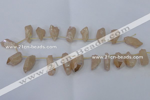 CTD1123 Top drilled 10*22mm - 12*30mm nuggets plated quartz beads