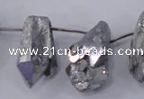 CTD1124 Top drilled 10*22mm - 12*30mm nuggets plated quartz beads