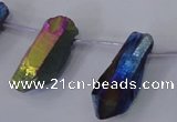 CTD1125 Top drilled 10*22mm - 12*30mm nuggets plated quartz beads