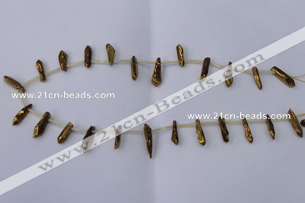 CTD1130 Top drilled 4*12mm - 6*20mm nuggets plated quartz beads