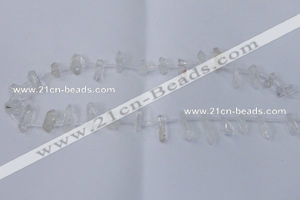 CTD1140 Top drilled 5*12mm - 6*18mm nuggets white crystal beads