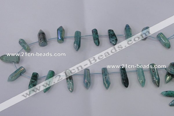 CTD1146 Top drilled 8*20mm - 10*30mm sticks plated quartz beads