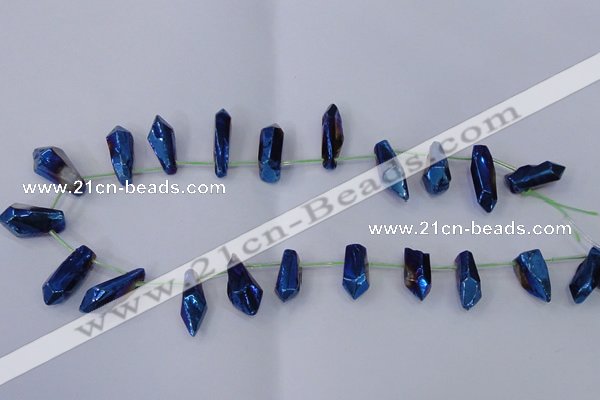 CTD1155 Top drilled 8*20mm - 10*30mm sticks plated quartz beads
