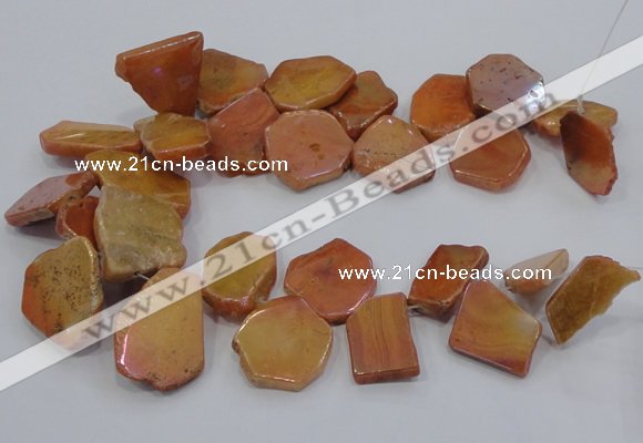 CTD1173 Top drilled 15*25mm - 30*40mm freeform plated agate beads