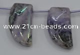 CTD1185 Top drilled 15*30mm - 16*32mm horn plated quartz beads