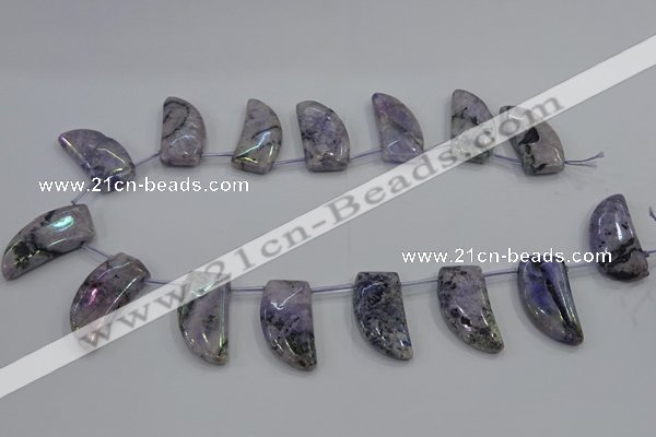 CTD1185 Top drilled 15*30mm - 16*32mm horn plated quartz beads