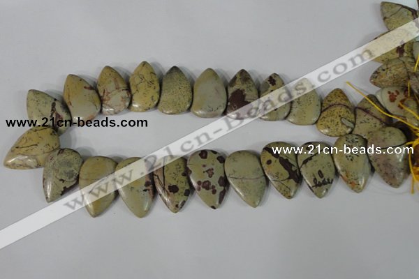 CTD12 Top drilled 22*30mm flat teardrop artistic jasper beads