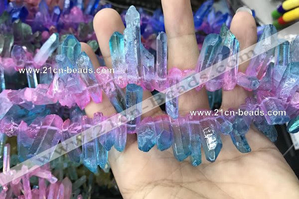 CTD1210 Top drilled 7*25mm - 9*40mm sticks plated quartz beads