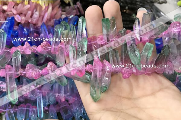 CTD1211 Top drilled 7*25mm - 9*40mm sticks plated quartz beads