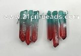 CTD1222 Top drilled 7*30mm - 9*45mm sticks plated quartz beads