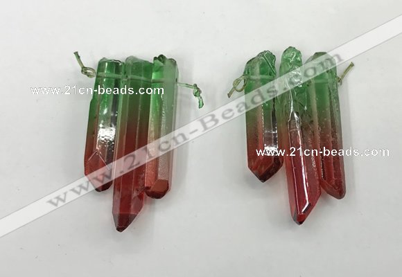 CTD1223 Top drilled 7*30mm - 9*45mm sticks plated quartz beads