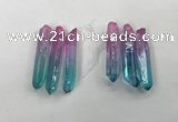 CTD1224 Top drilled 7*30mm - 9*45mm sticks plated quartz beads