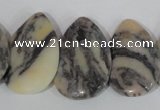 CTD15 Top drilled 22*30mm flat teardrop zebra jasper beads