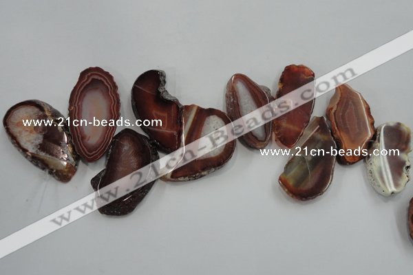 CTD1501 Top drilled 25*45mm - 30*50mm freeform agate slab beads