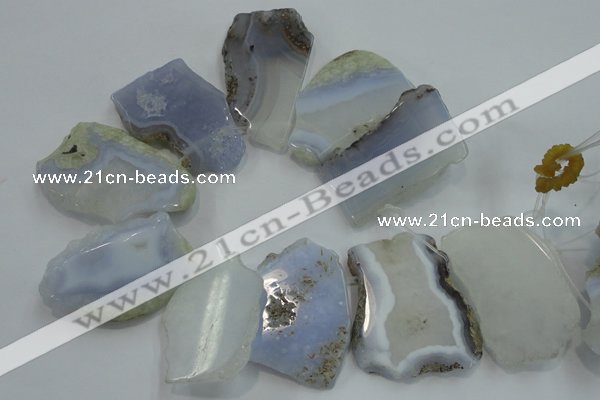 CTD1515 Top drilled 30*45mm - 35*60mm freeform blue lace agate slab beads