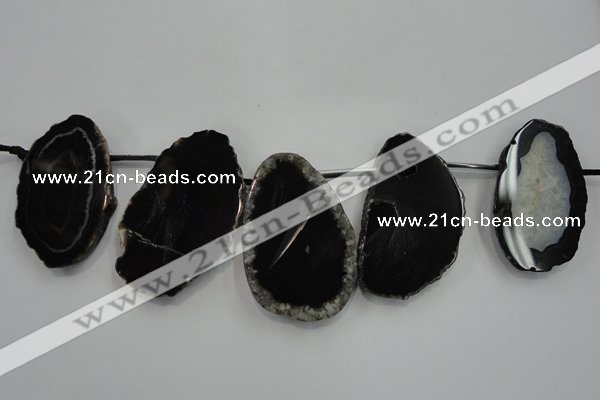 CTD1532 Top drilled 30*55mm - 35*65mm freeform agate slab beads