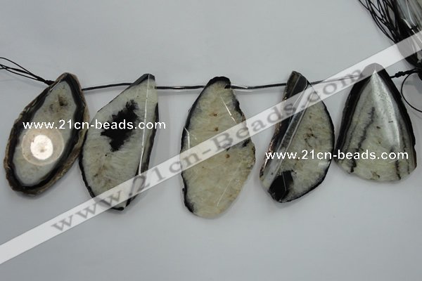 CTD1533 Top drilled 30*65mm - 40*75mm freeform agate slab beads