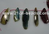 CTD1535 Top drilled 25*65mm - 30*75mm freeform agate slab beads