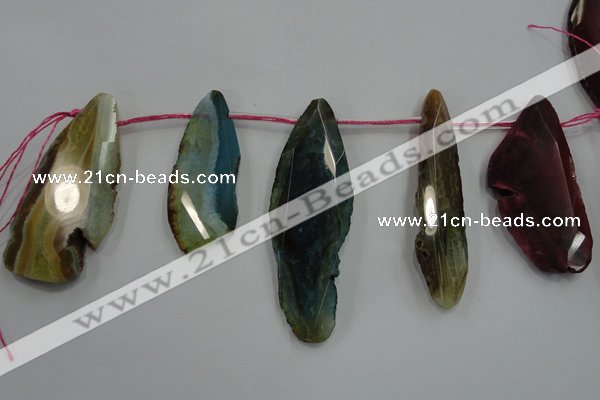 CTD1535 Top drilled 25*65mm - 30*75mm freeform agate slab beads