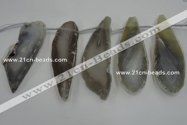 CTD1537 Top drilled 30*65mm - 35*75mm freeform agate slab beads