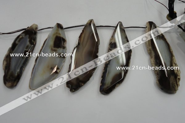 CTD1539 Top drilled 30*70mm - 35*80mm freeform agate slab beads