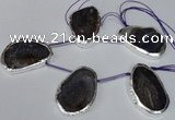 CTD1575 30*45mm - 35*50mm freeform agate beads with brass setting