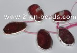 CTD1577 30*45mm - 35*50mm freeform agate beads with brass setting