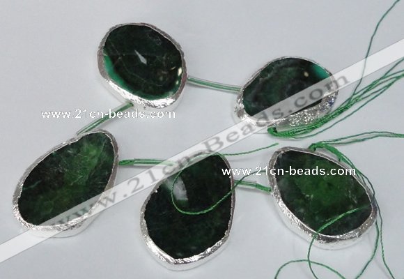 CTD1578 30*45mm - 35*50mm freeform agate beads with brass setting