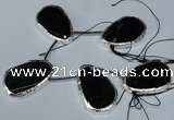 CTD1579 30*45mm - 35*50mm freeform agate beads with brass setting