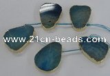 CTD1602 Top drilled 35*40mm - 35*45mm freeform agate beads