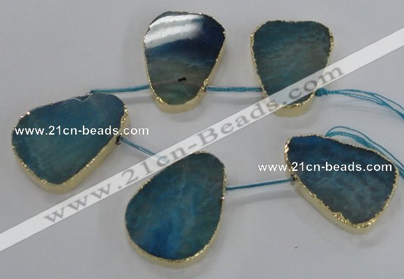 CTD1602 Top drilled 35*40mm - 35*45mm freeform agate beads