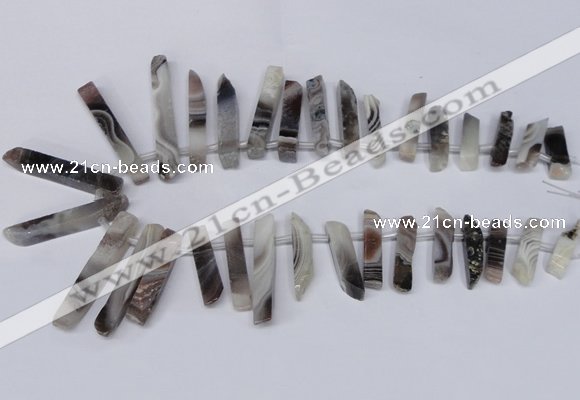 CTD1606 Top drilled 6*25mm - 8*50mm sticks botswana agate beads