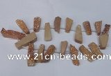 CTD1609 Top drilled 13*25mm - 15*45mm freeform plated druzy quartz beads