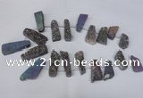 CTD1614 Top drilled 13*25mm - 15*45mm freeform plated druzy quartz beads