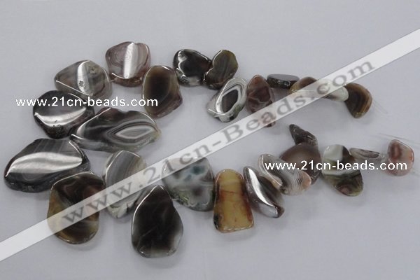 CTD1618 Top drilled 15*25mm - 30*45mm freeform botswana agate beads