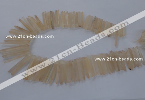 CTD1621 Top drilled 5*25mm - 6*45mm sticks white crystal beads