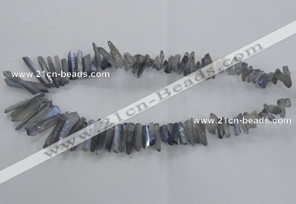 CTD1625 Top drilled 4*15mm - 6*35mm sticks plated quartz beads